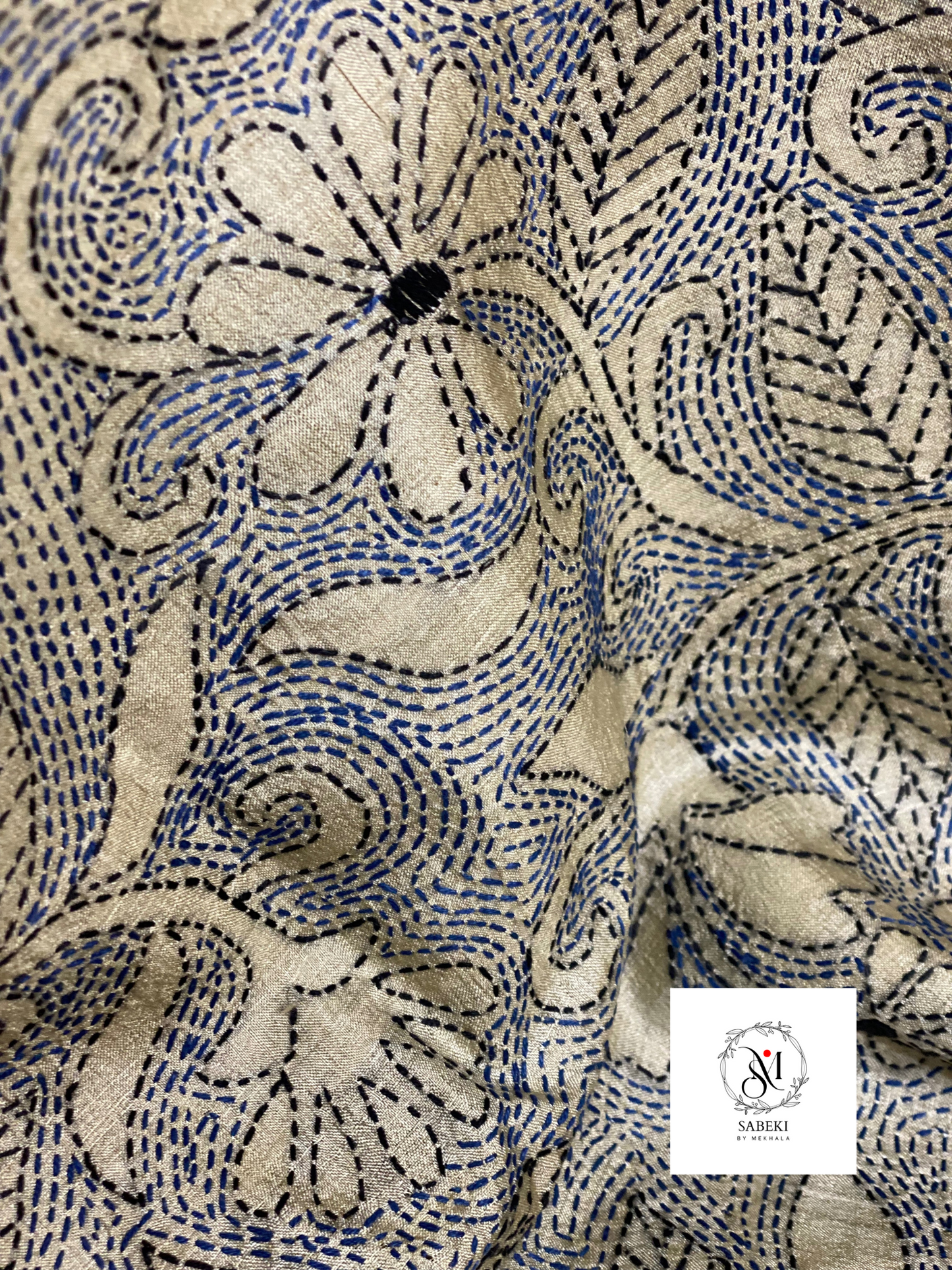 Spray painted reverse Tussar Kantha