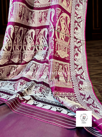A Maroon Baluchari with rare Deer motif