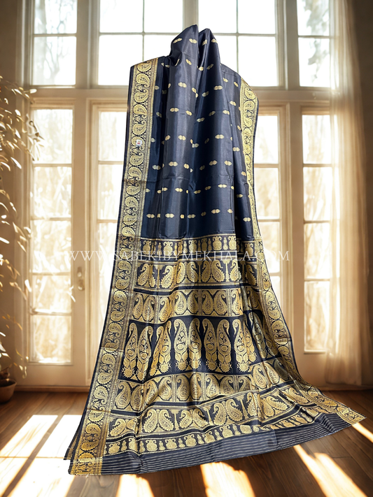 A Black Baluchari with Iconic Resham Paisleys