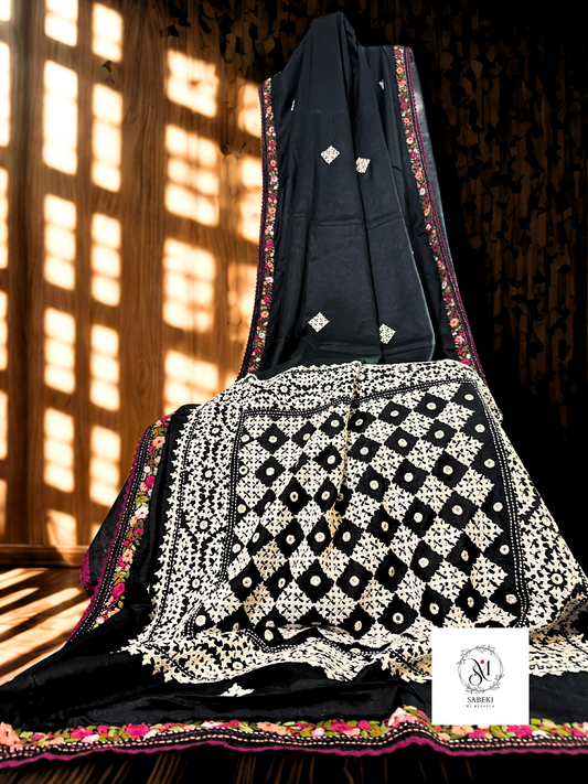 Black Tussar with Kutch Hand Embroidery