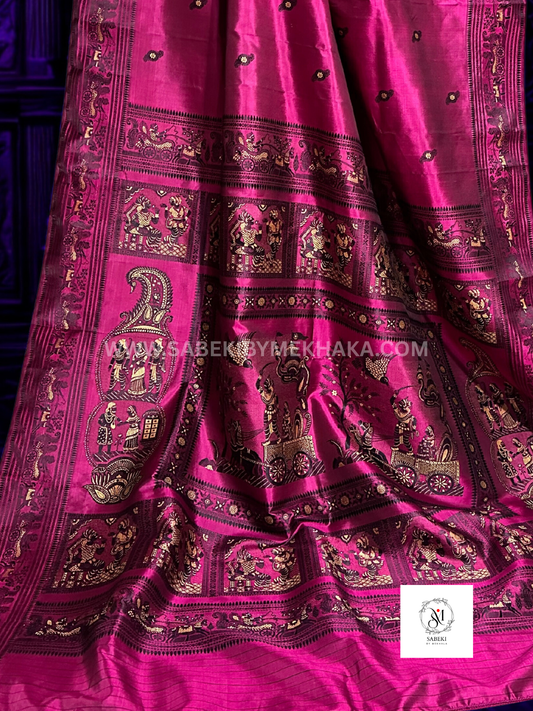 Purple-Black Ramayana Revival Baluchari