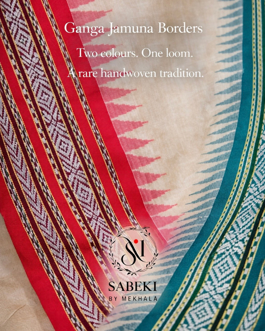 Vibarbha Karvati Kinar with Red and Green borders Tussar