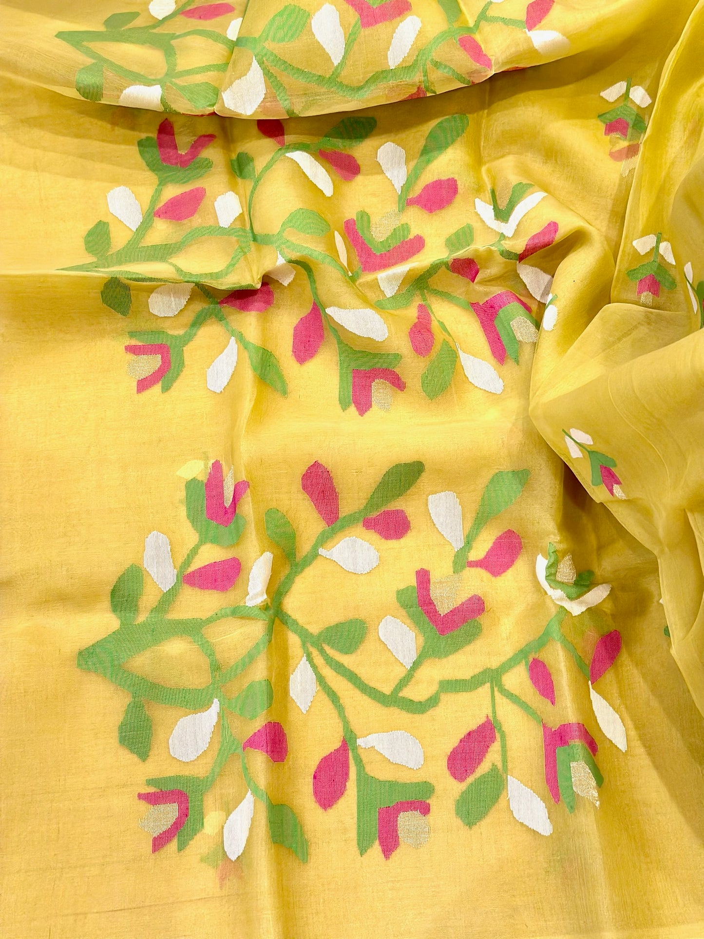 Madhabilata Vibrant Yellow Jamdani