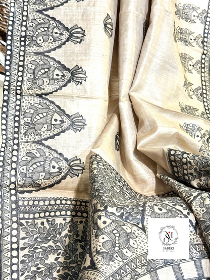 Monochrome Hand Painted Madhubani