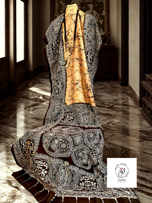Fine Ambatik on Silk with Beige and Black-2