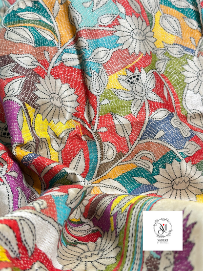 Multicolor Pastel Shade Reverse Kantha