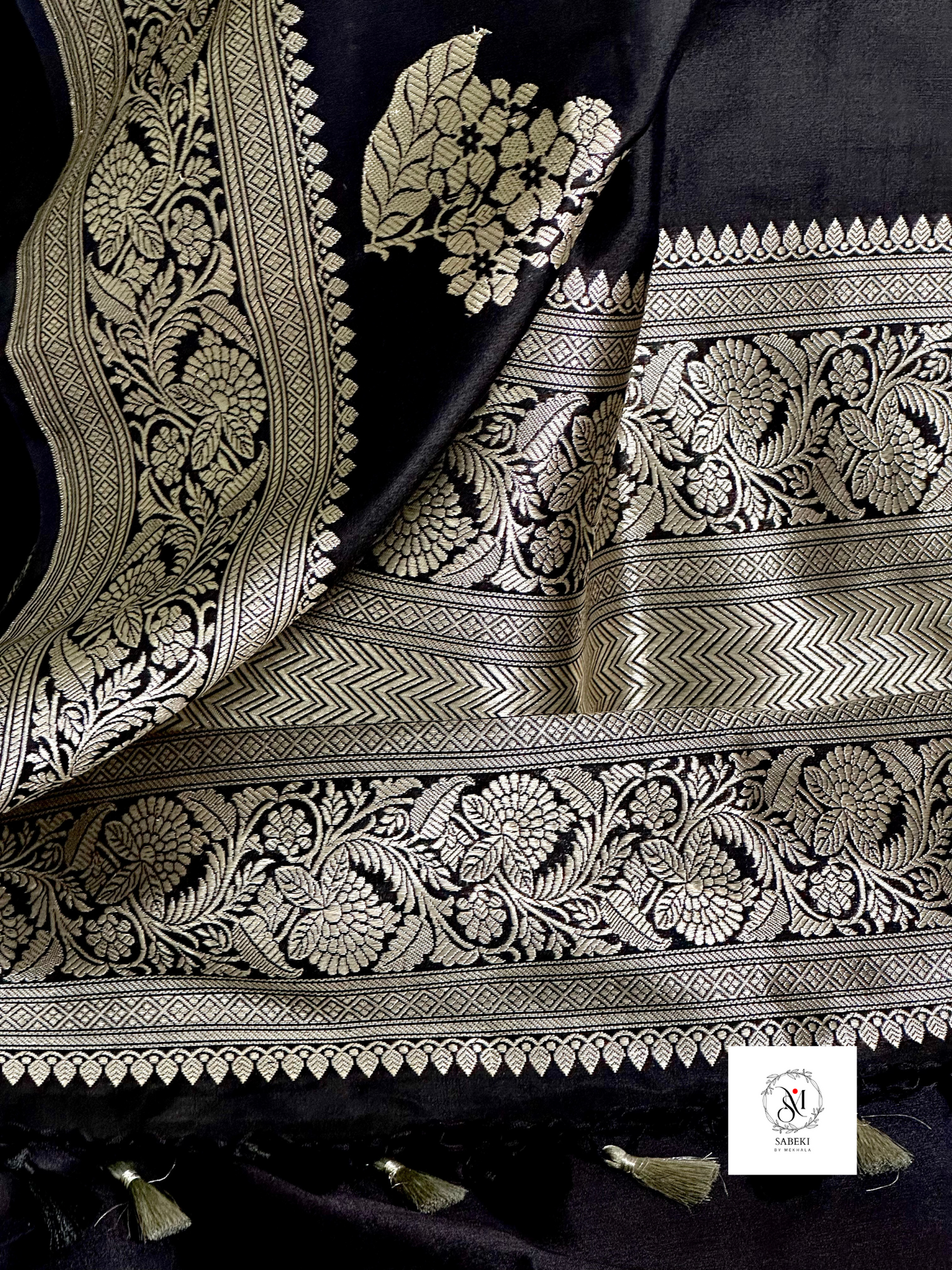 Black-Silver Kaduwa Katan Banarasi