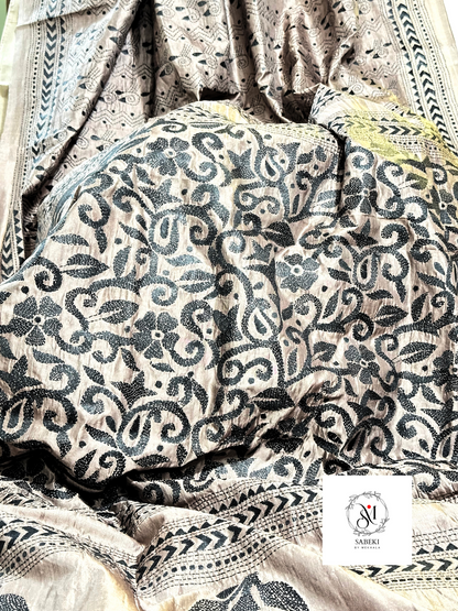 Gachi Tussar Coffee and Black Kantha