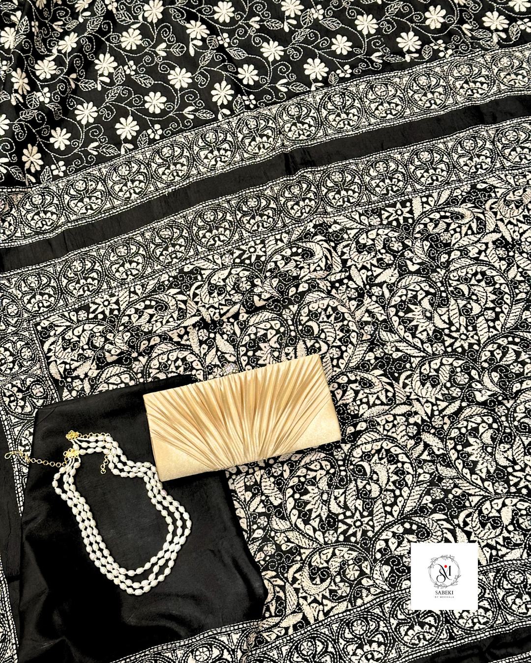 Nokshi Kantha by Takdira Begum-6 (Off-White Body, Indigo Threads)