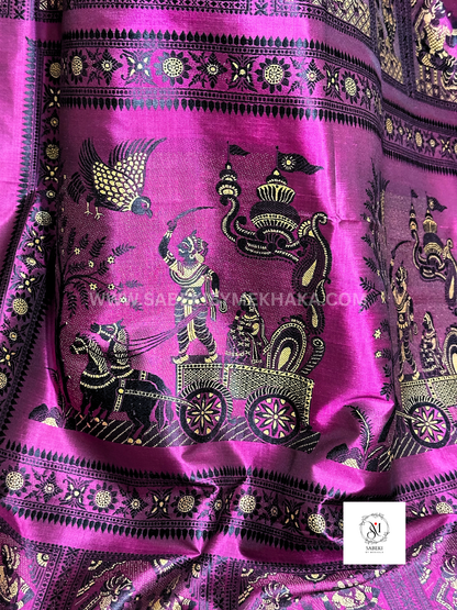 Purple-Black Ramayana Revival Baluchari