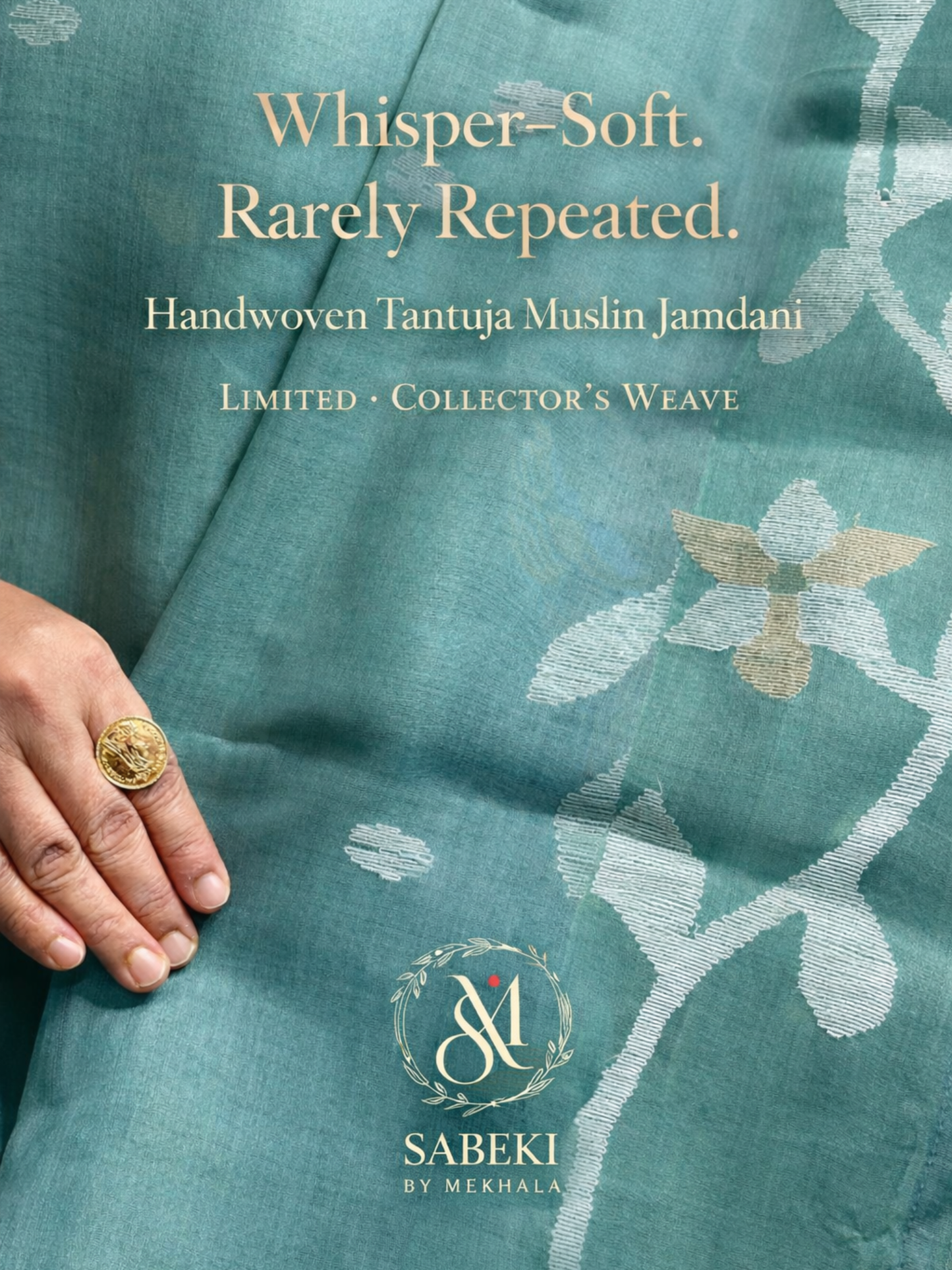 Madhabilata Pastel Sea Green Resham Tantuja Jamdani