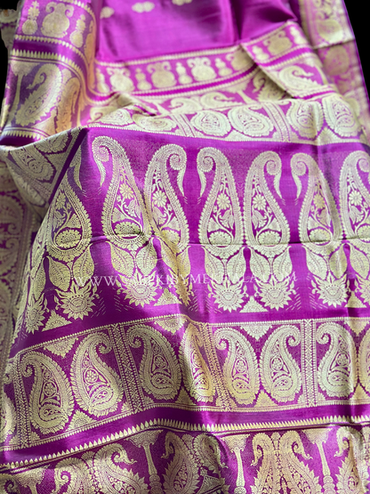A Purple- Black Baluchari with Iconic Resham Paisleys