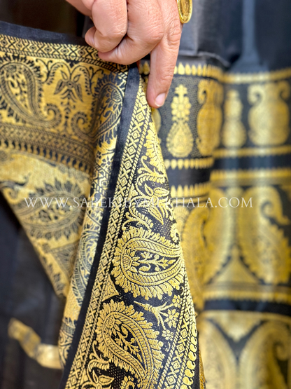 A Black Baluchari with Iconic Resham Paisleys