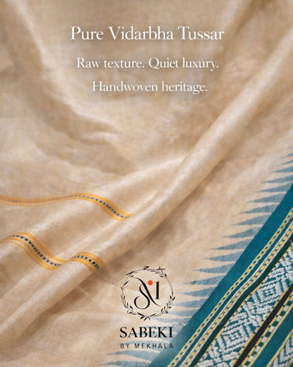 Vibarbha Karvati Kinar with Red and Green borders Tussar