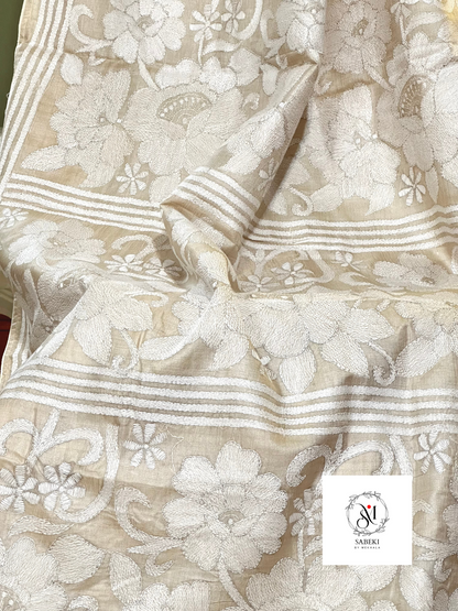 Gachi by Gachi Tussar Carpet Kantha with white-6