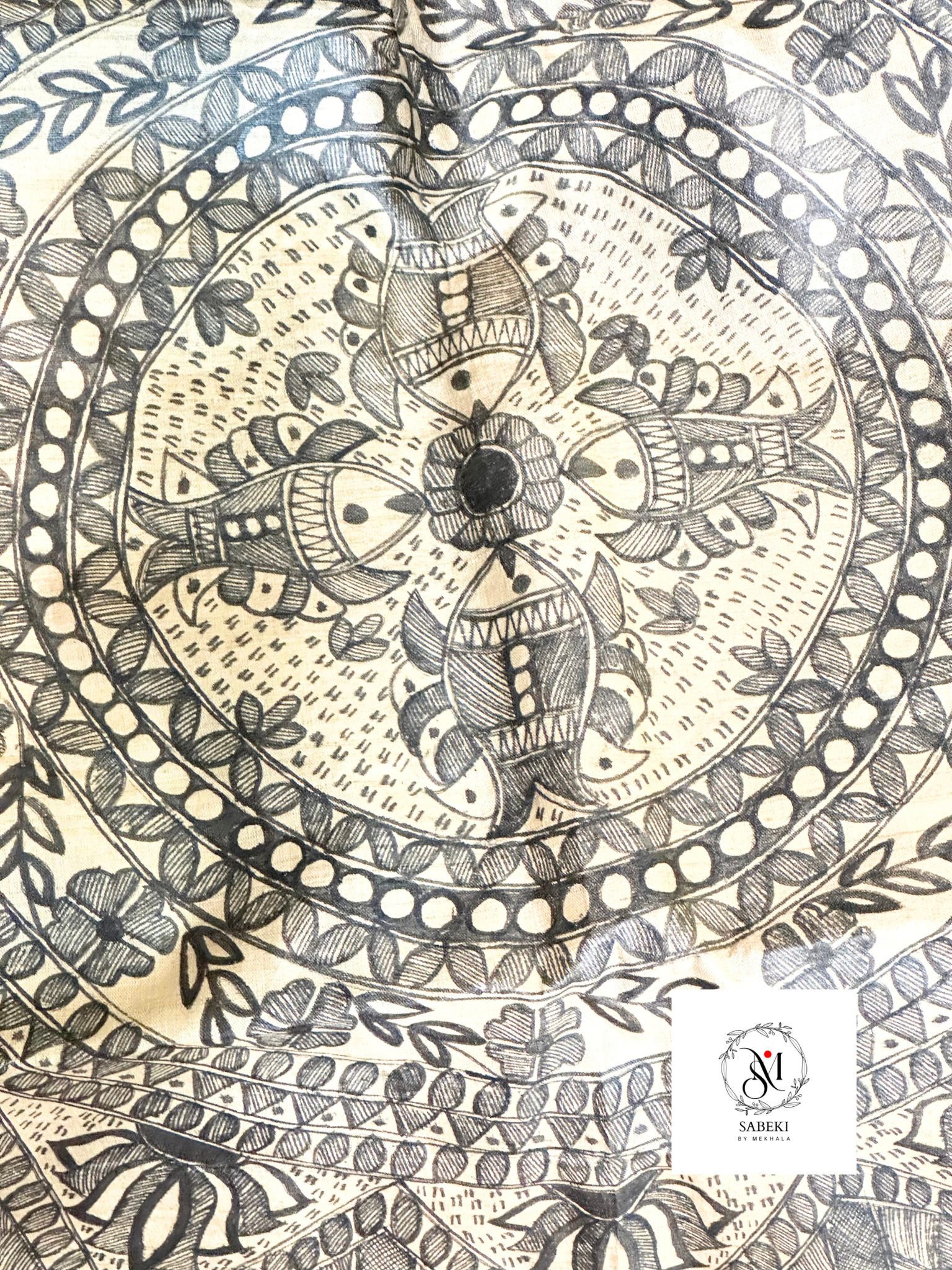 Monochrome Hand Painted Madhubani