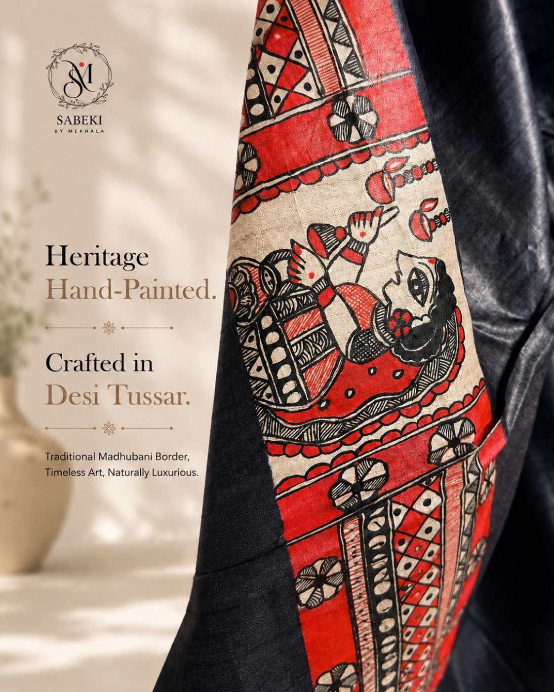 APARNA: Monochrome Hand Painted Madhubani
