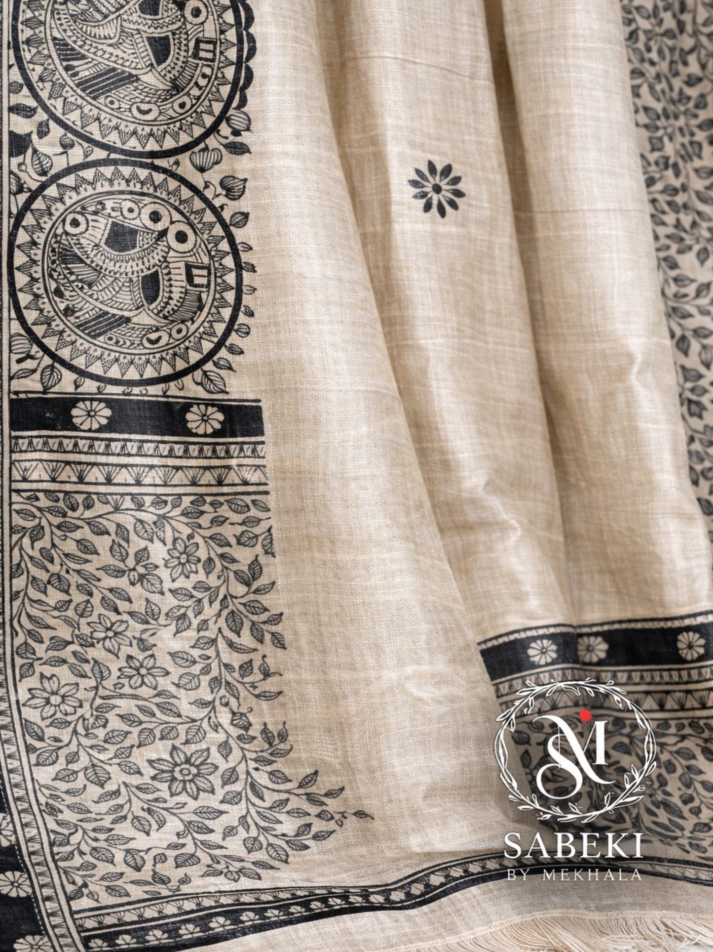 Monochrome Hand Painted Madhubani-3