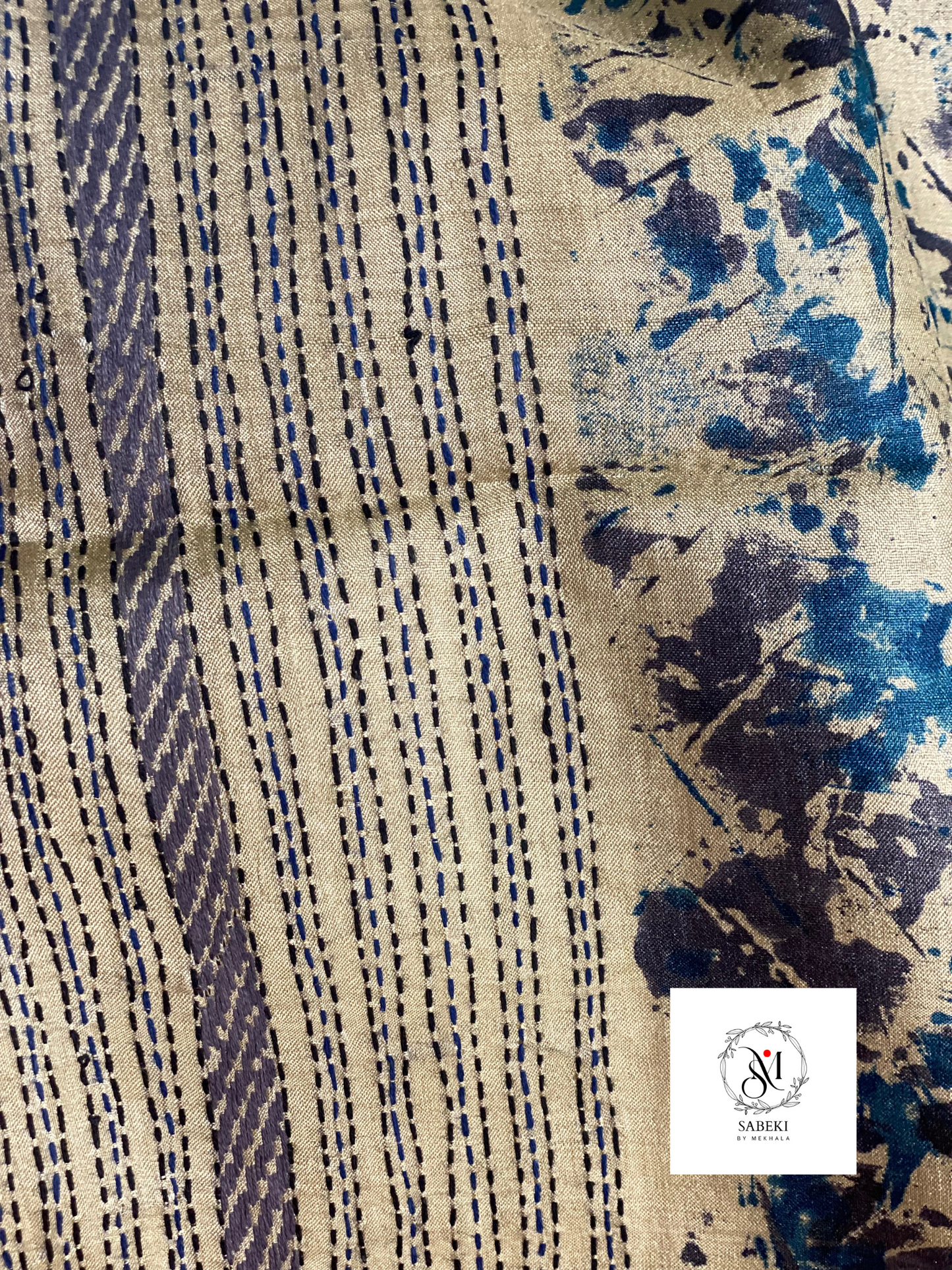 Spray painted reverse Tussar Kantha