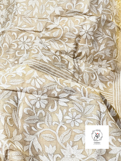 Tussar with White Thread Kantha-5