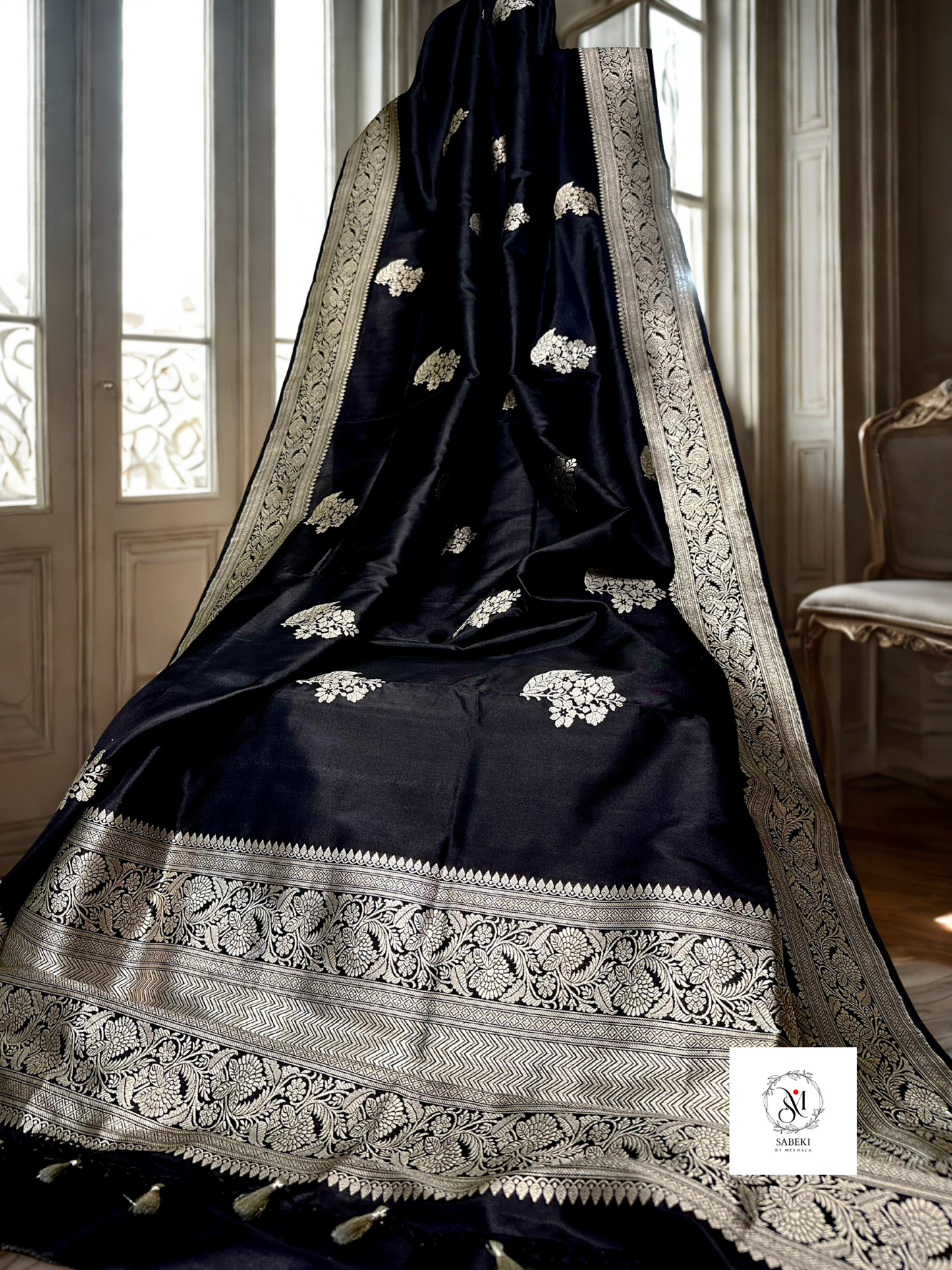 Black-Silver Kaduwa Katan Banarasi