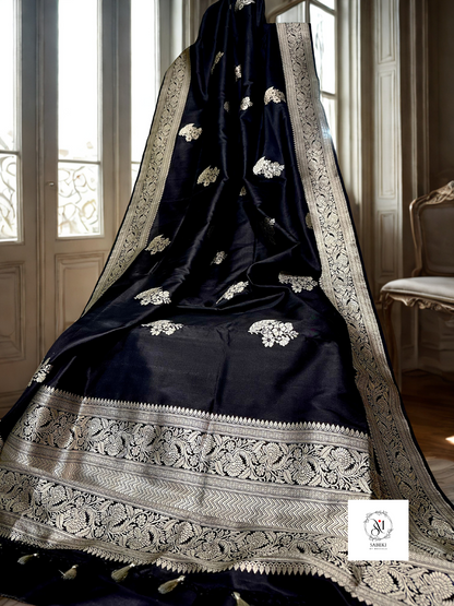 Black-Silver Kaduwa Katan Banarasi