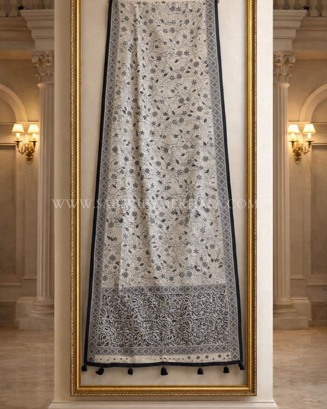 Nokshi Kantha by Takdira Begum-5 (Off-White Body, Black Threads)