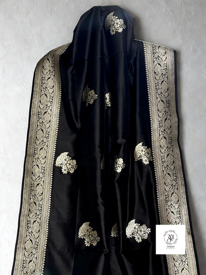 Black-Silver Kaduwa Katan Banarasi