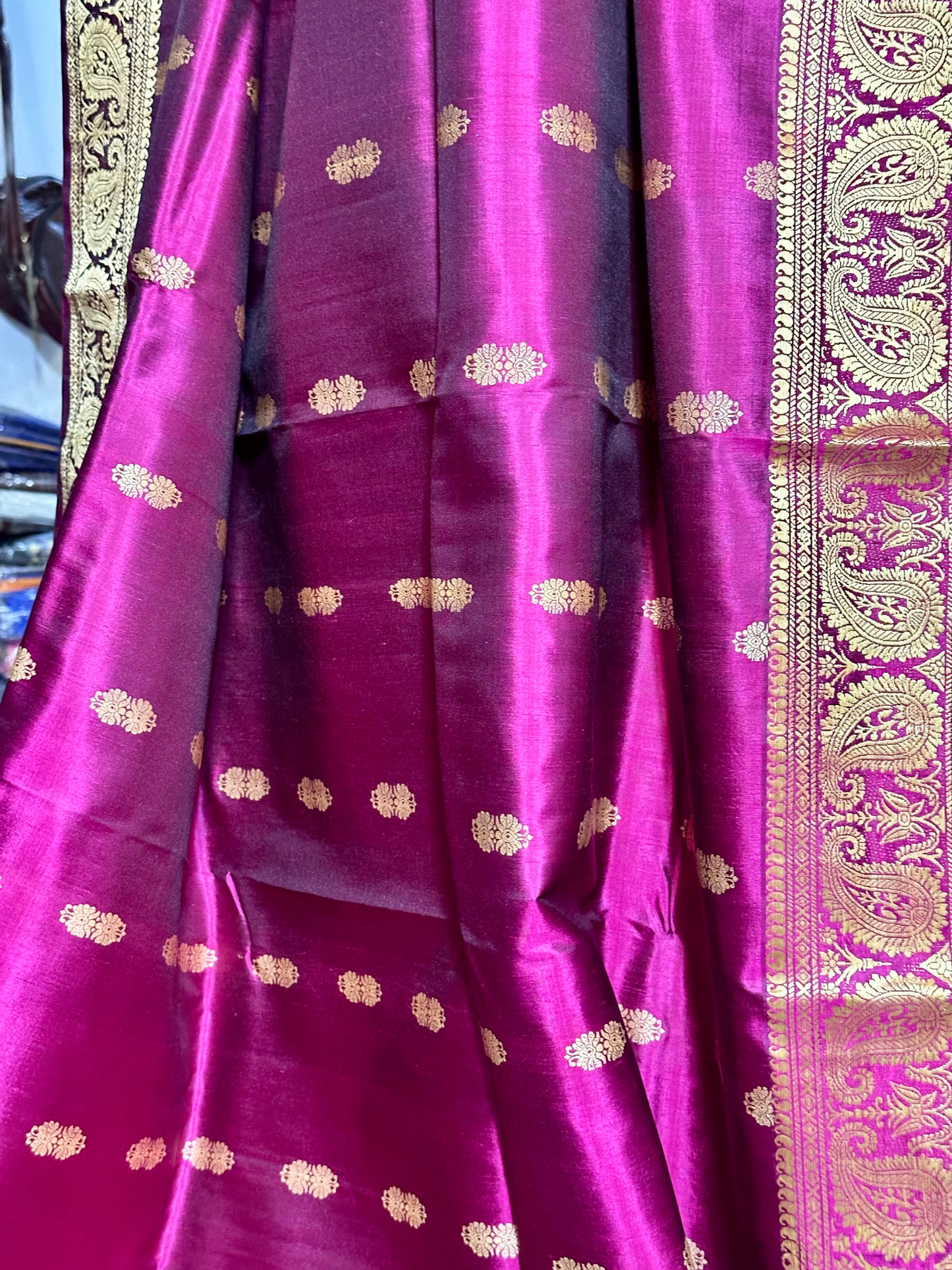 A Purple- Black Baluchari with Iconic Resham Paisleys