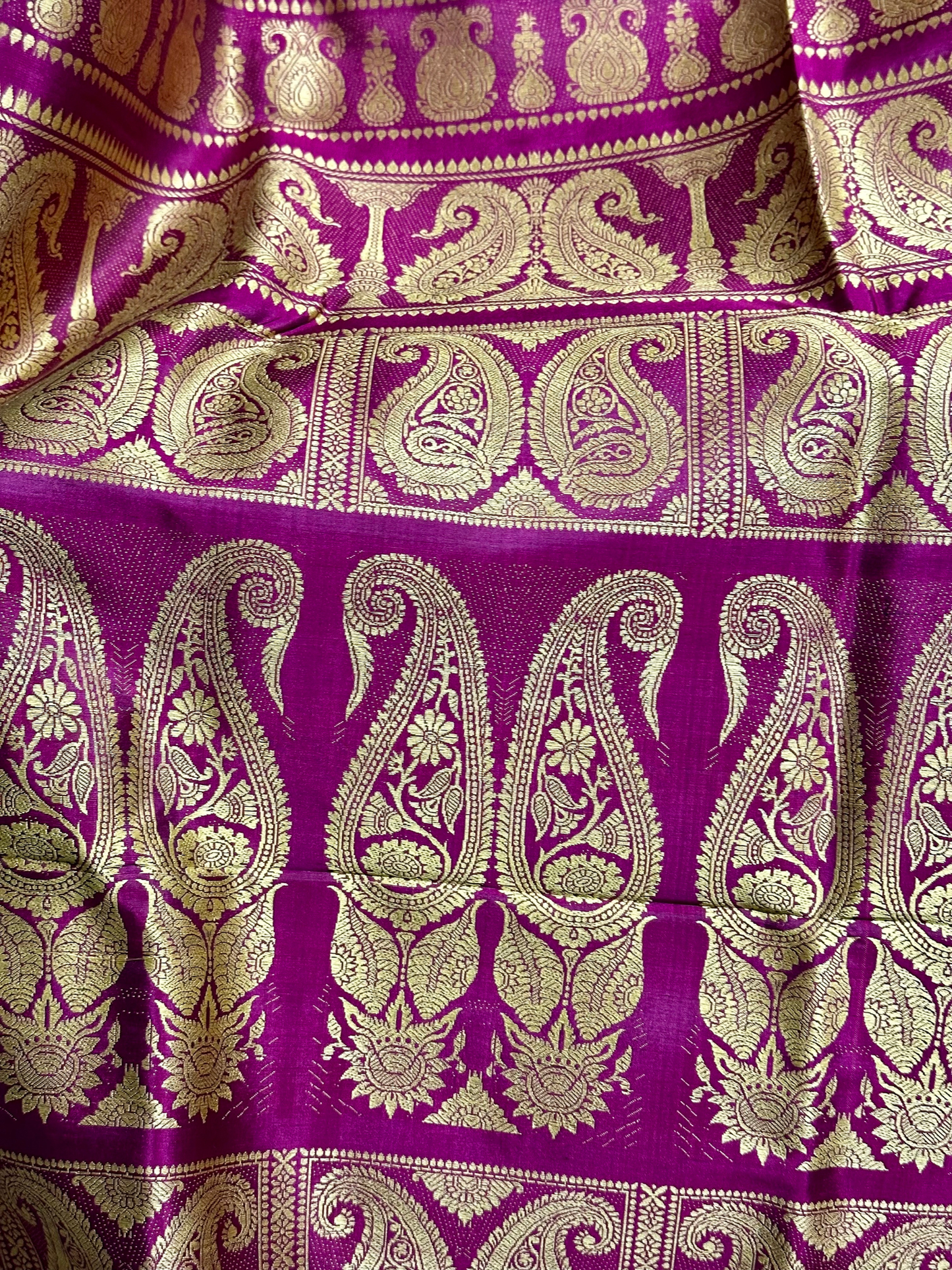 A Purple- Black Baluchari with Iconic Resham Paisleys