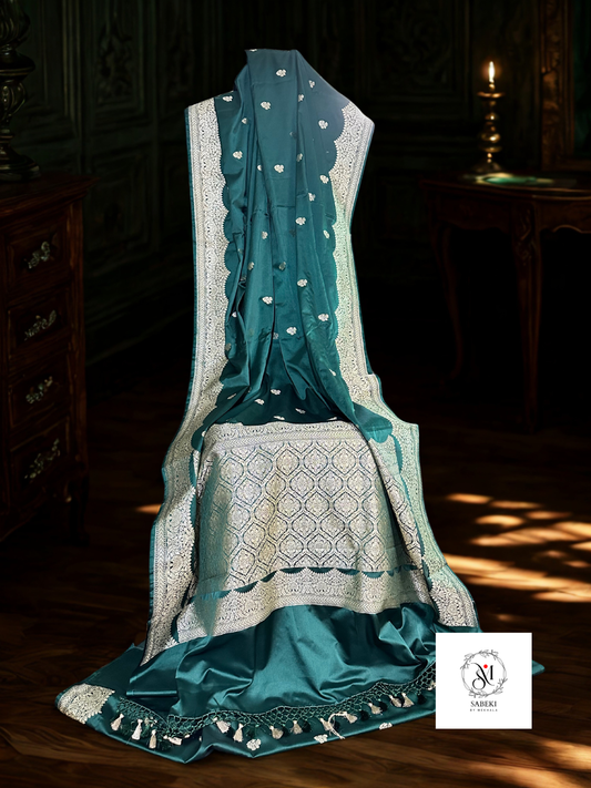 Mashru Katan Banarasi (Drak Green)