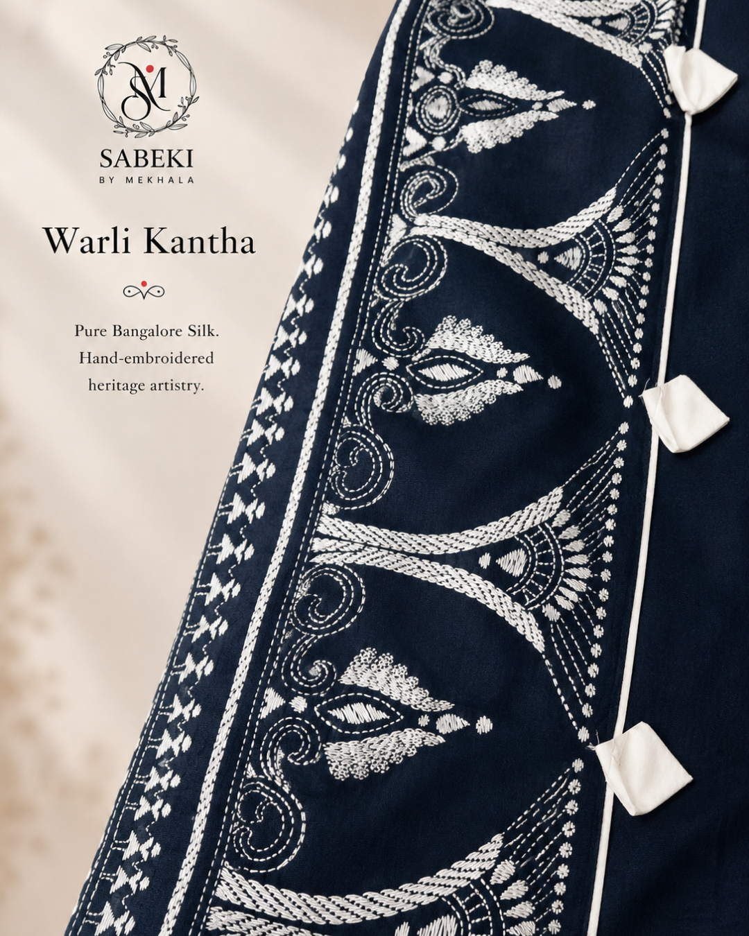 Authentic Warli Kantha saree for weddings and special occasions at Sabeki By Mekhala USA