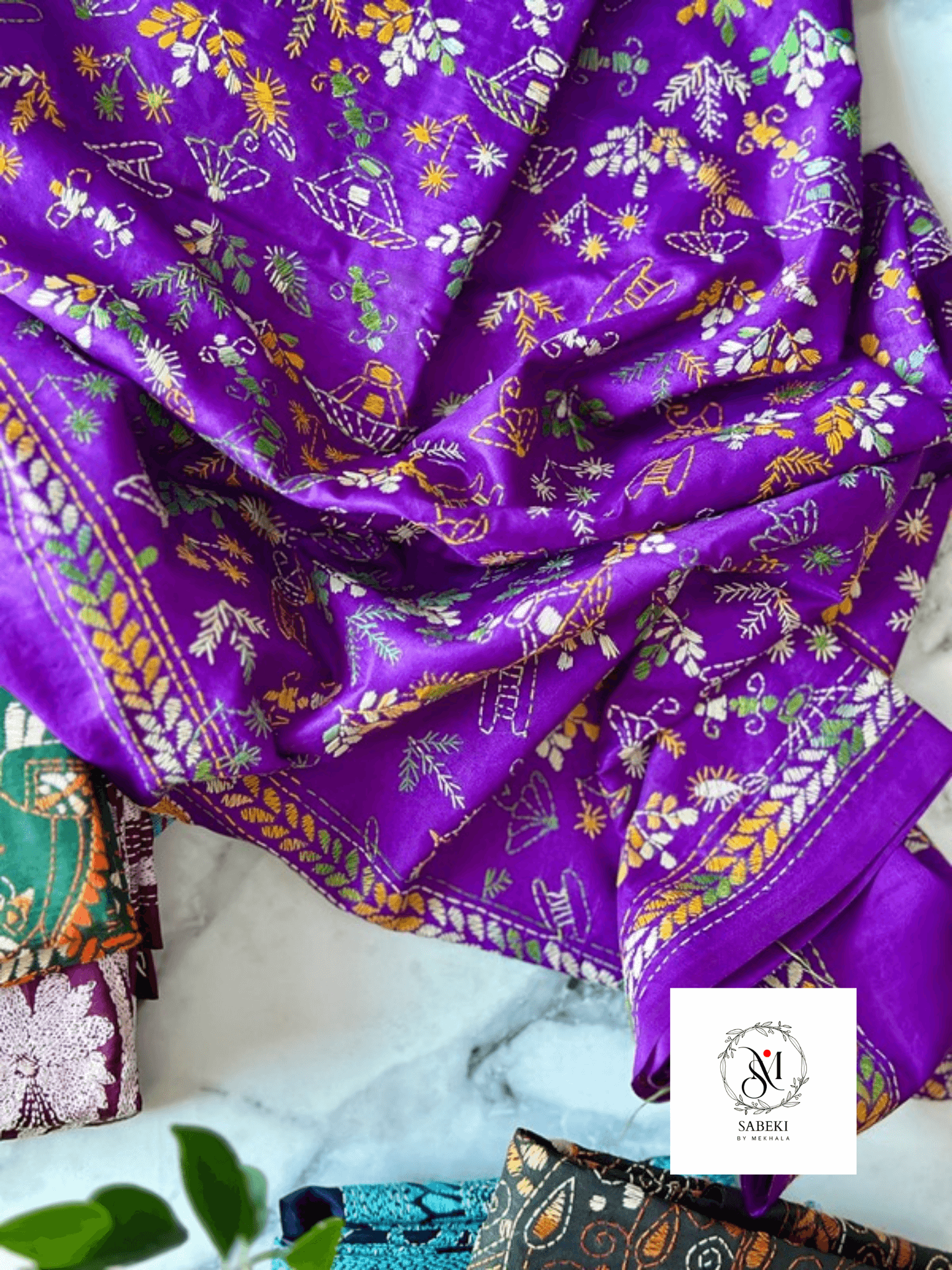 Bonoful Kantha Dupatta Purple