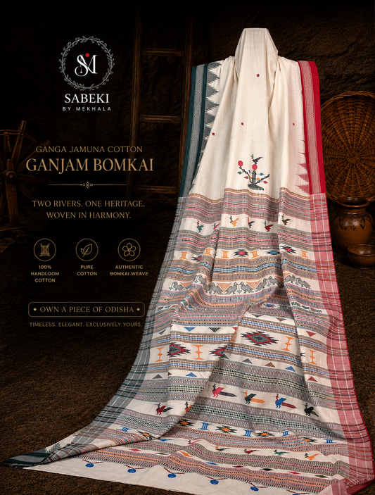 Ganjam Bomkai (cotton) in Green and Red Ganga-Jamuna border