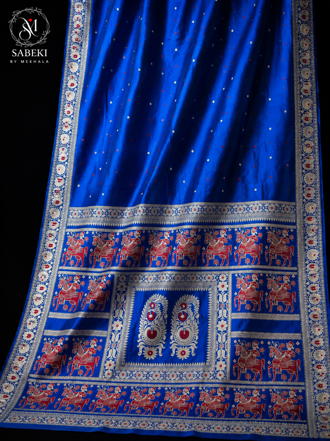 "Nilkor Saheb" Indigo Revolution Handwoven Silk Baluchari Saree