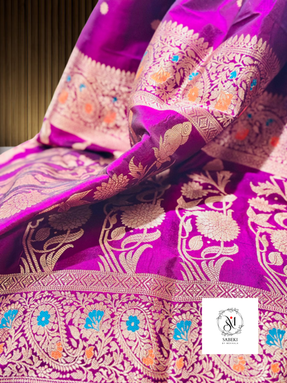 Purple meenakari banarasi