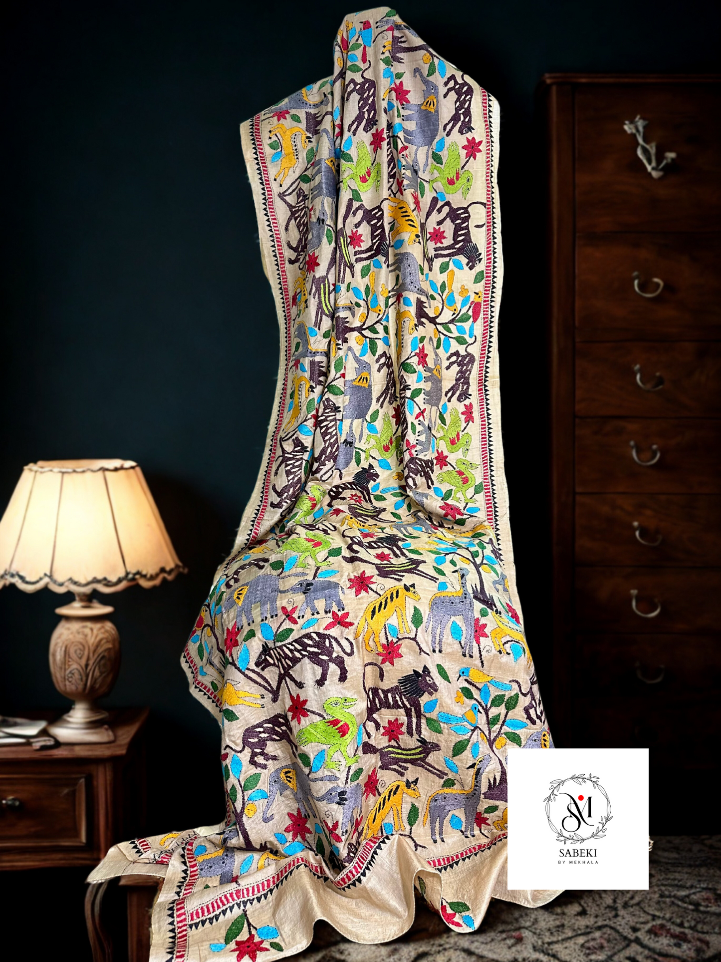 Unique Shikargah Kantha in premium Gachi Tussar