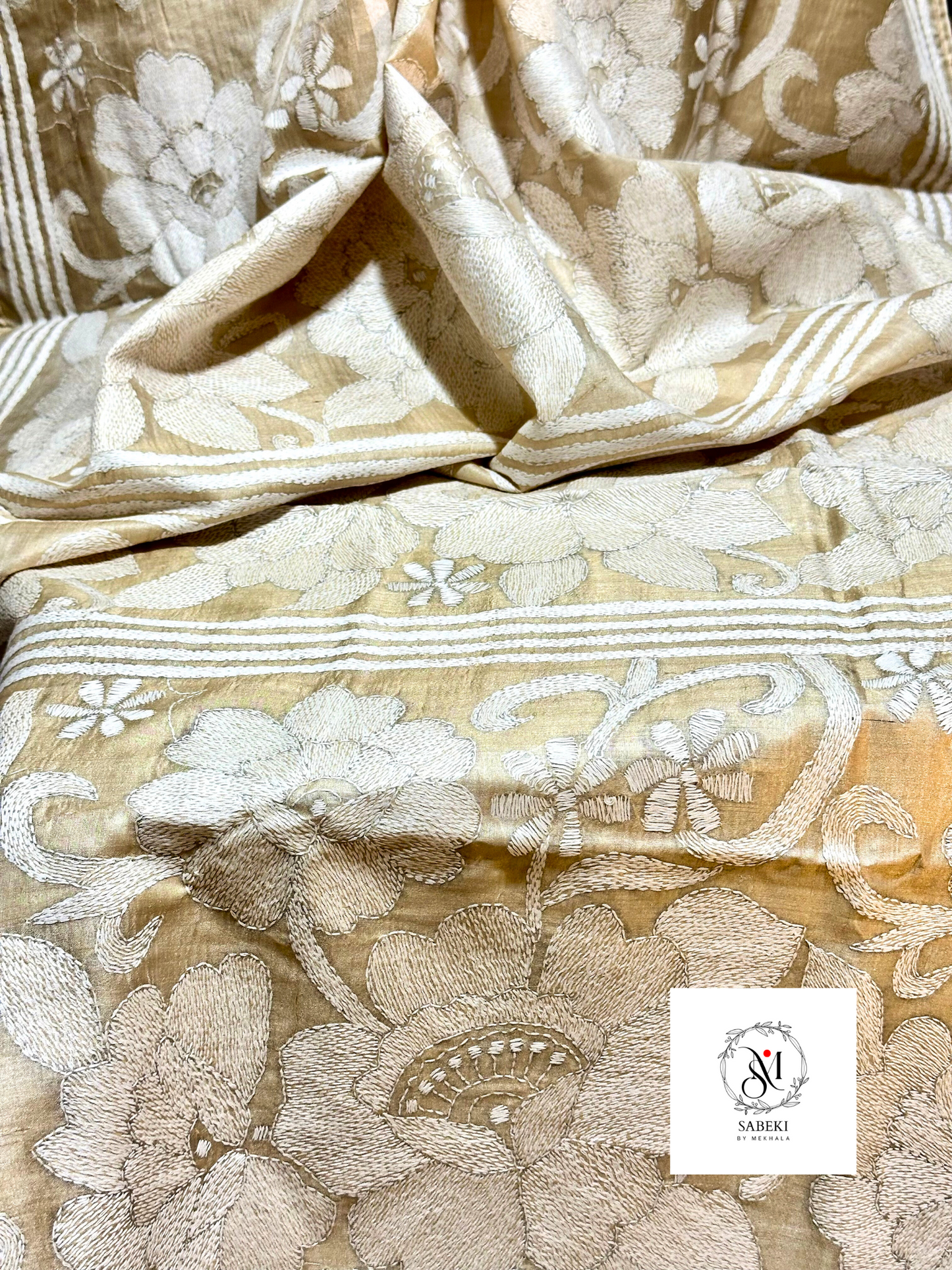 Gachi by Gachi Tussar Carpet Kantha with white-6