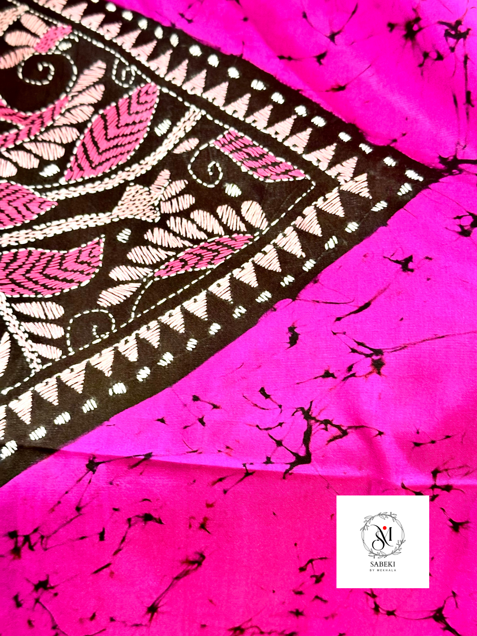 Rani Pink Silk Wax Batic Kantha