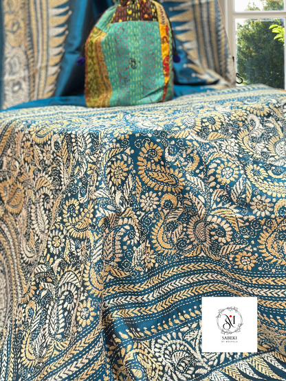 Silk Kantha-Cerulean Blue